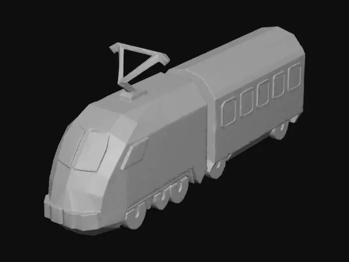 3D model for Red Train Cartoon Illustration
