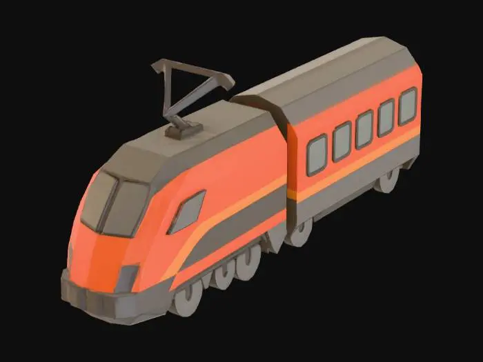 3D model for Red Train Cartoon Illustration