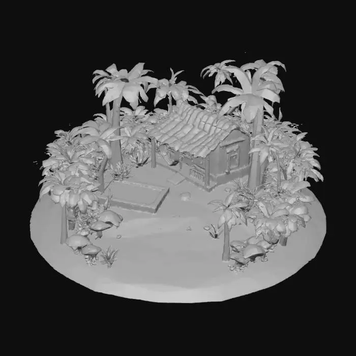 3D model for Tropical Retreat lowpoly sharp