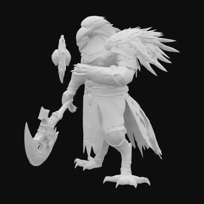 3D model for WoW style raven playable character. Give him an large battle axe. 
