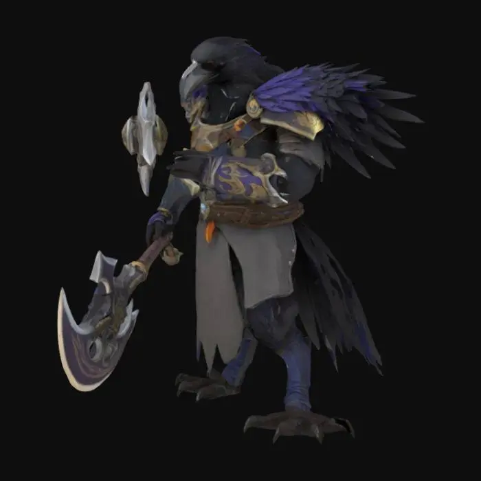 3D model for WoW style raven playable character. Give him an large battle axe. 
