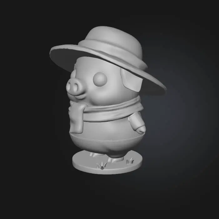 3D model for Pig in a Straw Hat