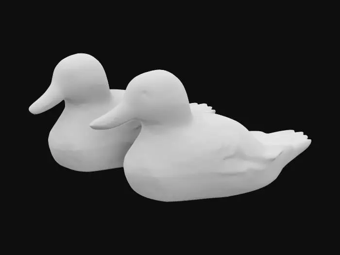 3D model for hyper realistic mallard duck pair: female and male, swimming, ultra realistic and detailed texturing 4k textures game ready