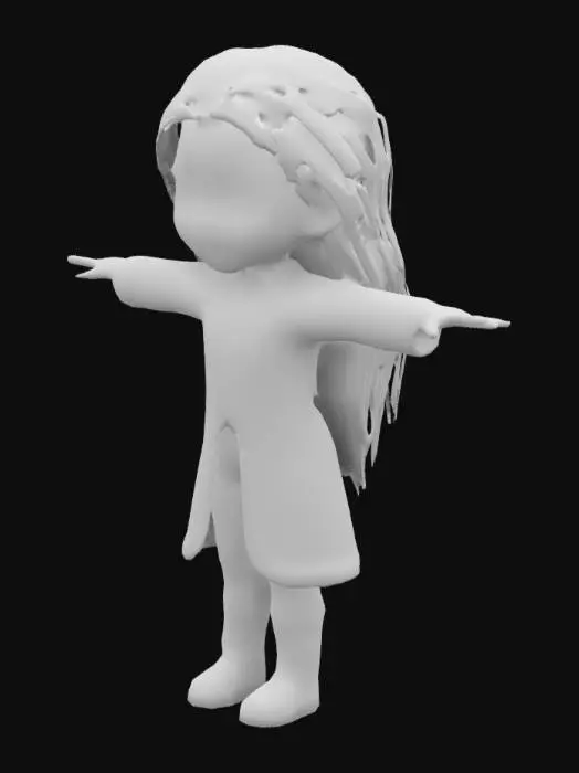 3D model for A young girl wearing elven natural colored clothes Kira from dark crystal t pose highly detailed textures, n 4K textures ultra realtistic, softly smiling