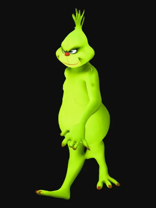3D model for character the Grinch perfect render, t pose, simplified, quads