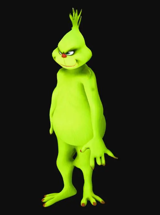 3D model for character the Grinch perfect render, t pose, simplified, quads
