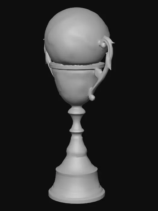 3D model for a beautiful fancy looking trophy, golden in color  with a earth like sphere on the top of it