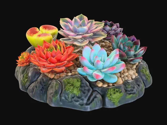 3D model for Colorful Succulent Arrangement