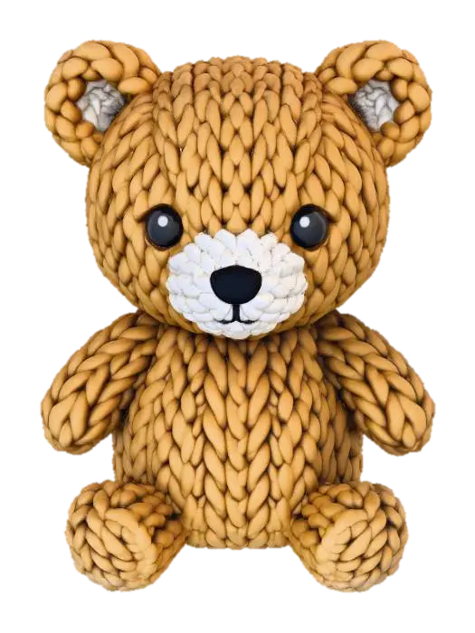 Cozy Knitted Bear 由 Meshy 3D Printing 创建 — 使用 Meshy AI 3D 生成器制作,免费下载 FBX OBJ GLB STL