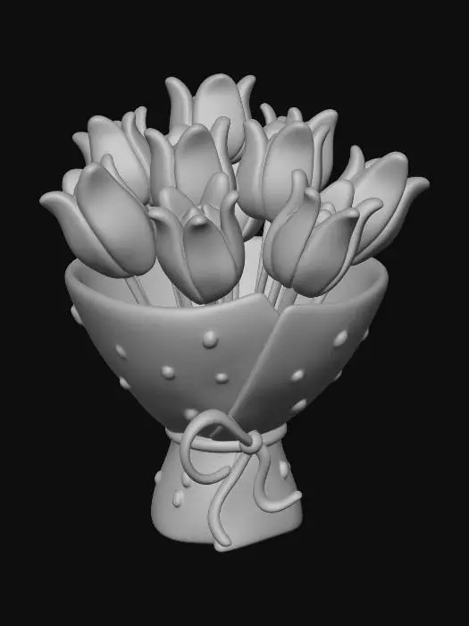 3D model for Blue Tulip Bouquet