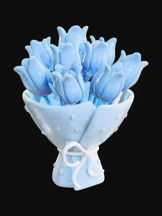3D model for Blue Tulip Bouquet