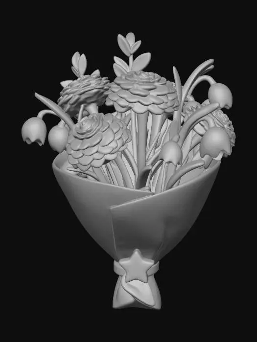 3D model for Rainbow Bouquet in a Star Handle Vase