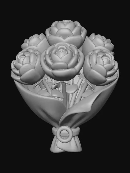 3D model for Paint-Splashed Pink Rose Bouquet