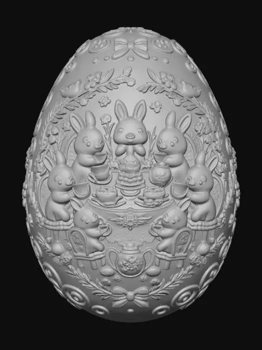 3D model for Bunny Tea Party on a Purple Easter Egg #EasterEgg2026#