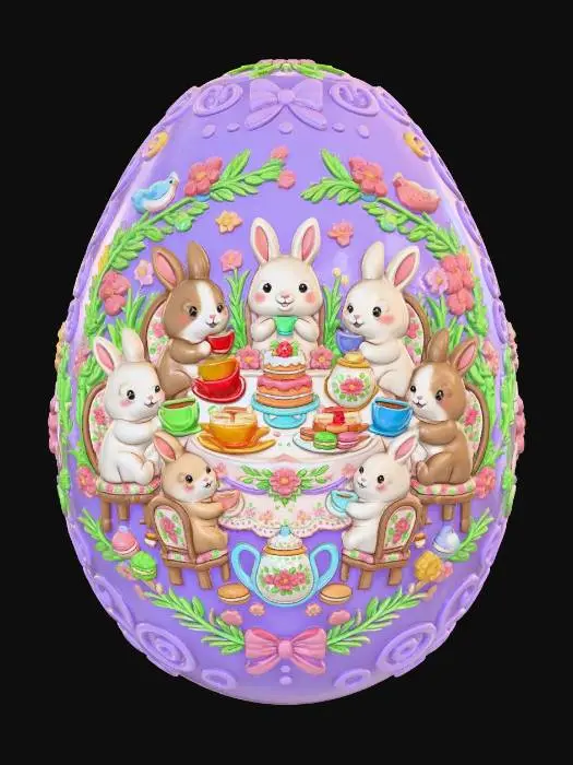 3D model for Bunny Tea Party on a Purple Easter Egg #EasterEgg2026#