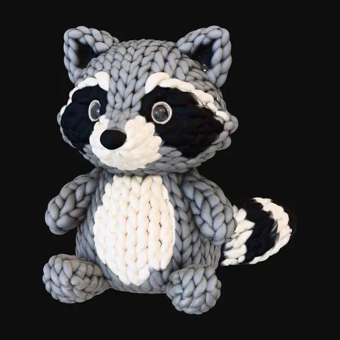 3D model for knitted raccoon