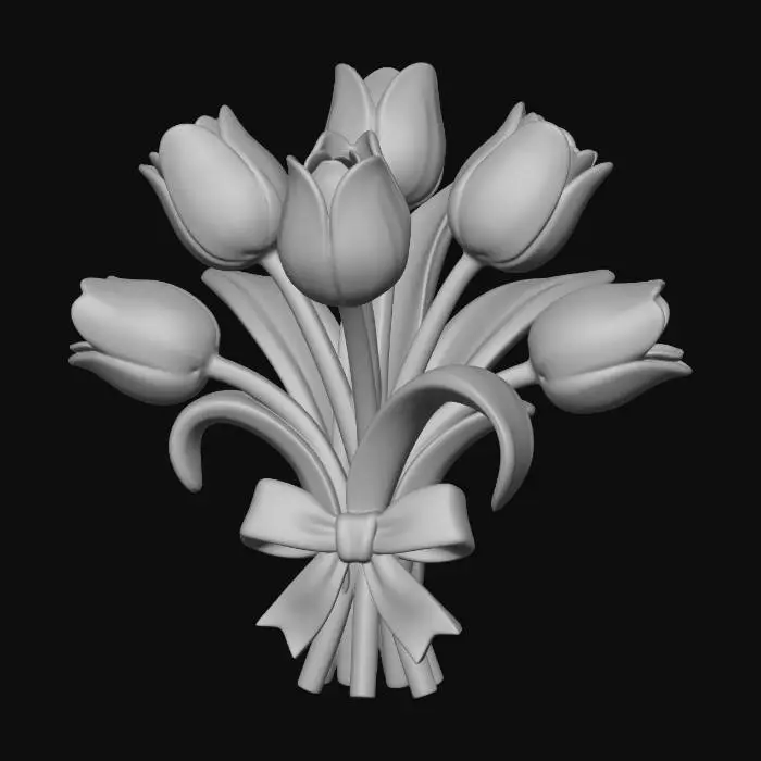 3D model for Porcelain Pink Tulip Bouquet