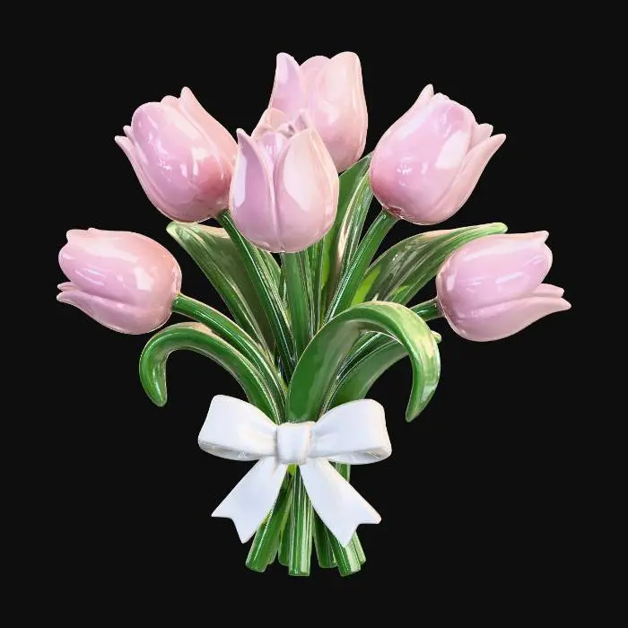 3D model for Porcelain Pink Tulip Bouquet