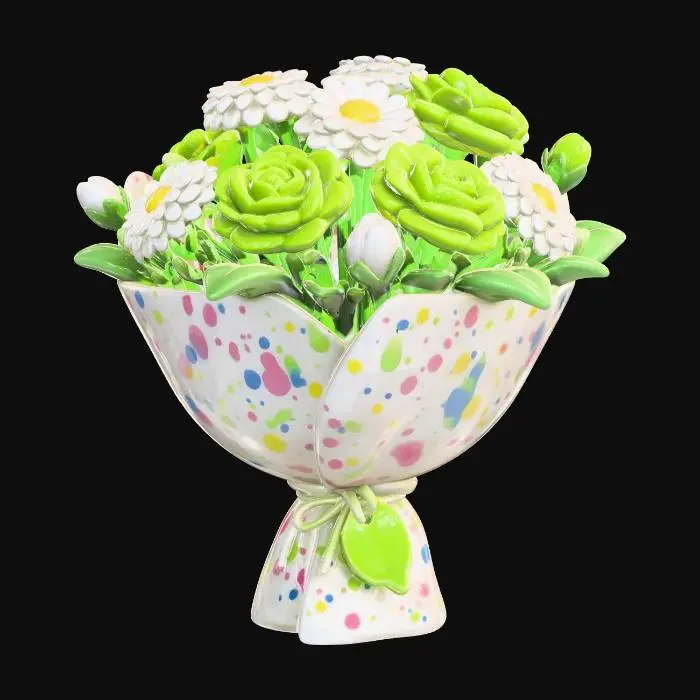 3D model for Ceramic Daisy and Succulent Bouquet