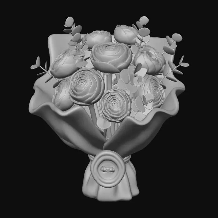 3D model for Rainbow Wrapped Rosette Bouquet