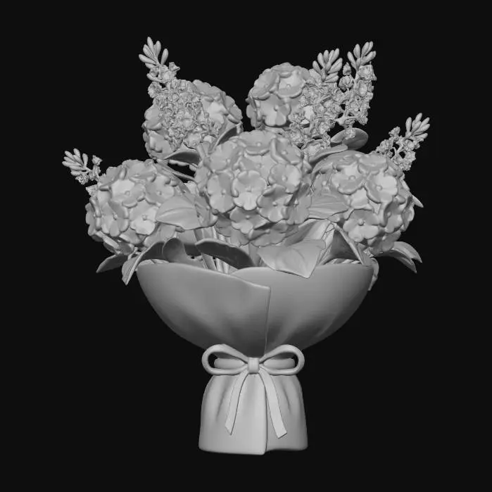 3D model for Blue Hydrangea Bouquet with Lavender Sprigs