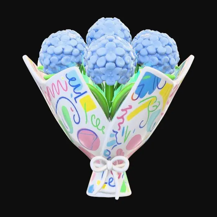 3D model for Blue Hydrangea Bouquet