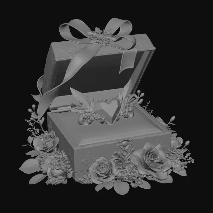 3D model for Blue Heart Wing Ring in a Sapphire Gift Box