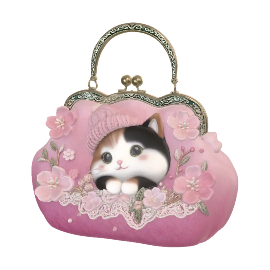 The cutest way to hold your spare change 🐱🌸 - Purse 3D model, vytvořený pomocí AI