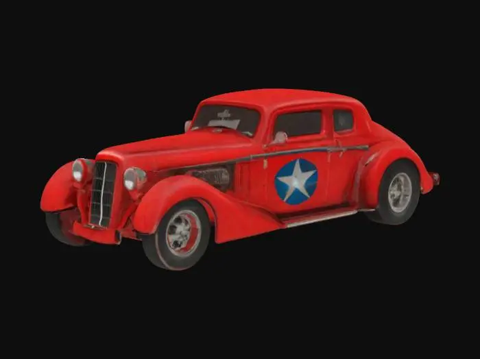 3D model for Retro Red Hot Rod in the City