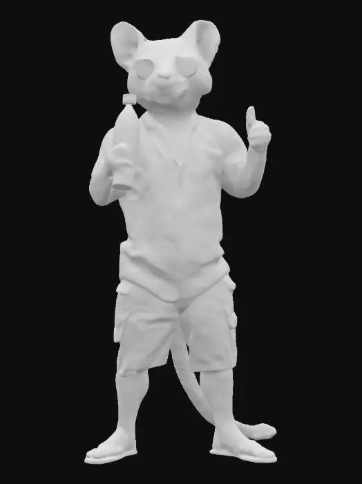 3D model for [Tasmania] , #AroundTheWorld# A humanoidal tasmanian devil wearing summer clothes drinking bootle of water, cute, good quality, good mesh, 4k textures, good symethry