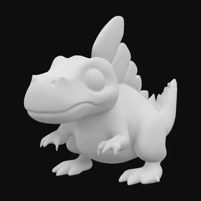 3D model for Tiny cute chibi Spinosaurus from Jurassic Park III, red and grey, 4k textures, good symethry