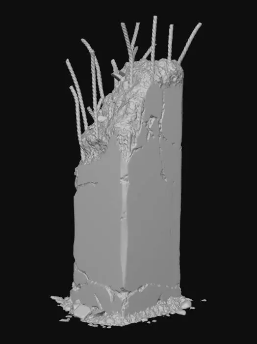 3D model for Crumbled Concrete Pillar with Rusted Rebar