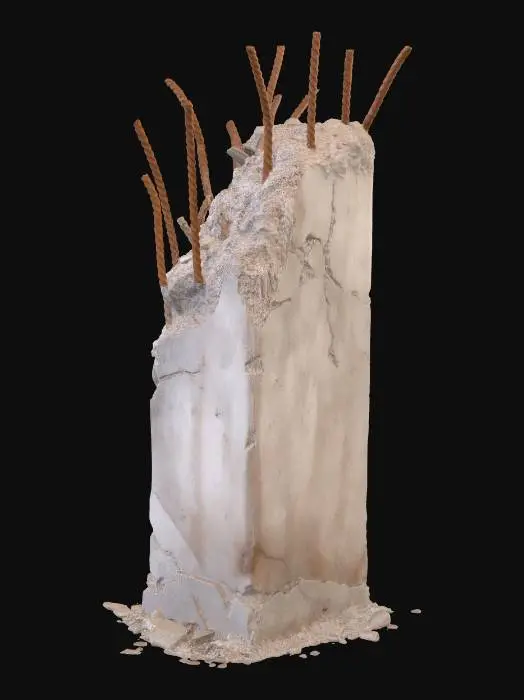 3D model for Crumbled Concrete Pillar with Rusted Rebar
