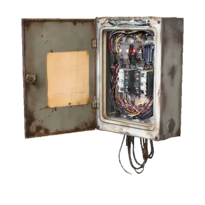 Rusty Electrical Panel 3D model, vytvořený pomocí AI