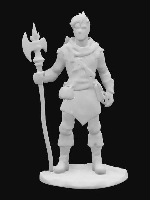 3D model for woodcutter aspiring to be a mage, highly detailed game character