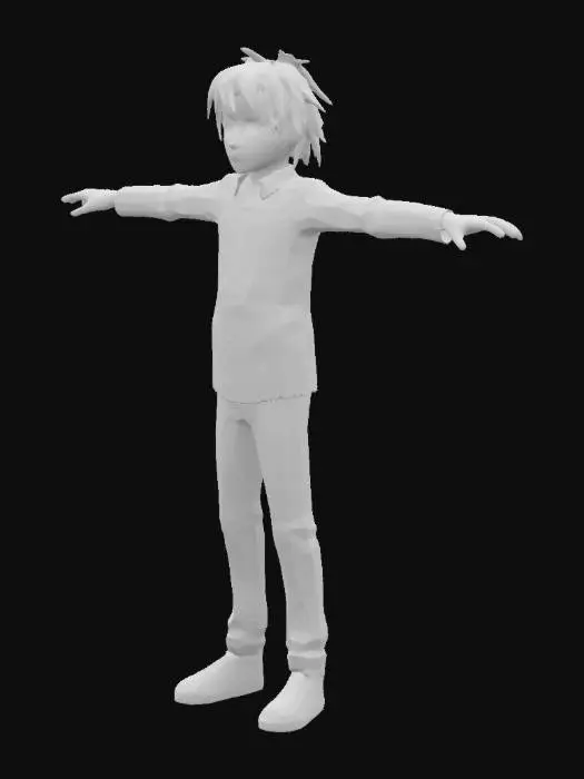 3D model for Animated Blue-Haired Character in T-Pose
