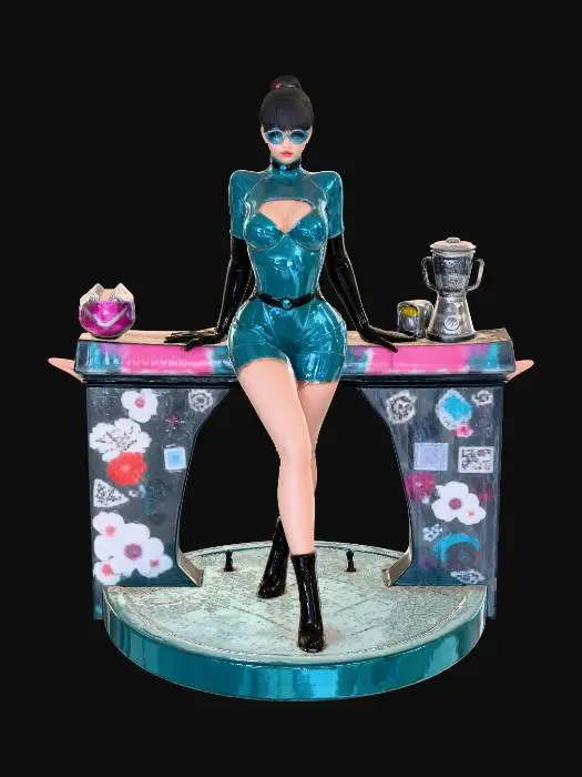 3D model for Blue Vintage Diner Style