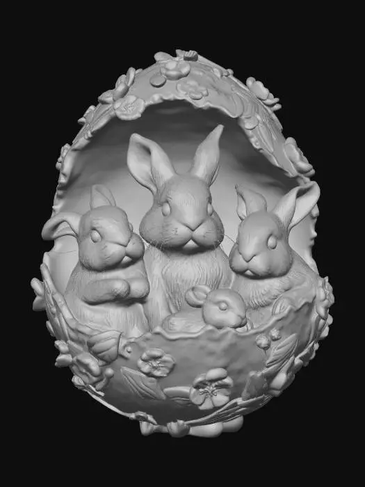 3D model for Bunnies in a Floral Egg, #EasterEgg2026#
