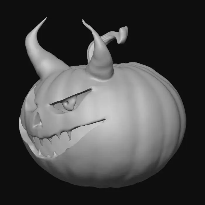 3D model for Sinister Gourd hyper realistic orange grungy pumpkin