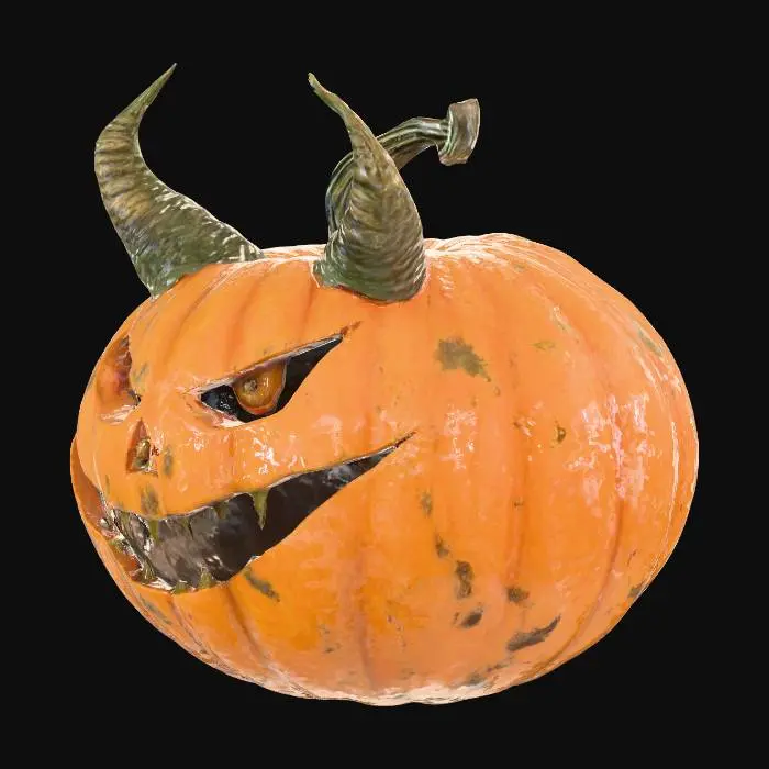 3D model for Sinister Gourd hyper realistic orange grungy pumpkin