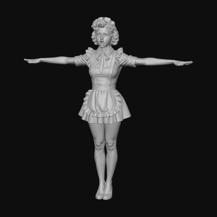 3D model for Surprised Maid Vintage Pin-Up T-Pose