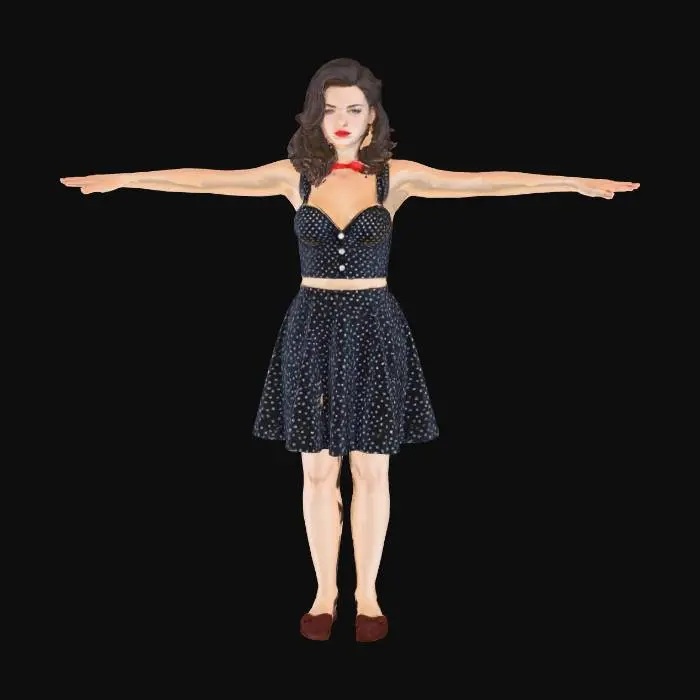 3D model for Elegance in Polka Dots T-Pose