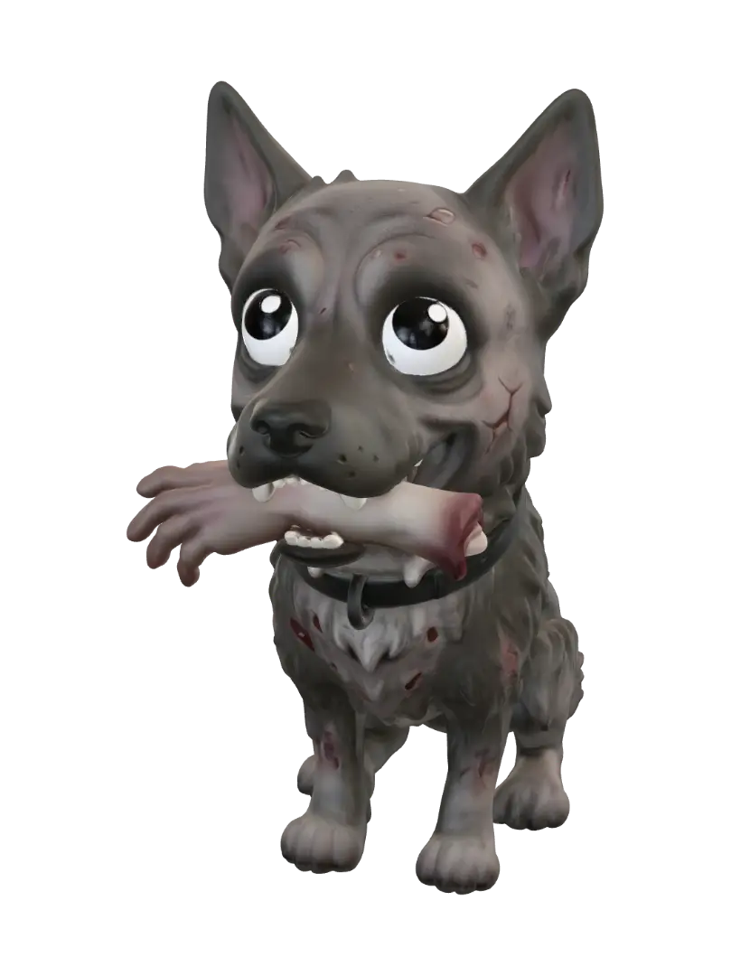 ghoul-dog-chibi-figurine - Tag 3D model, vytvořený pomocí AI