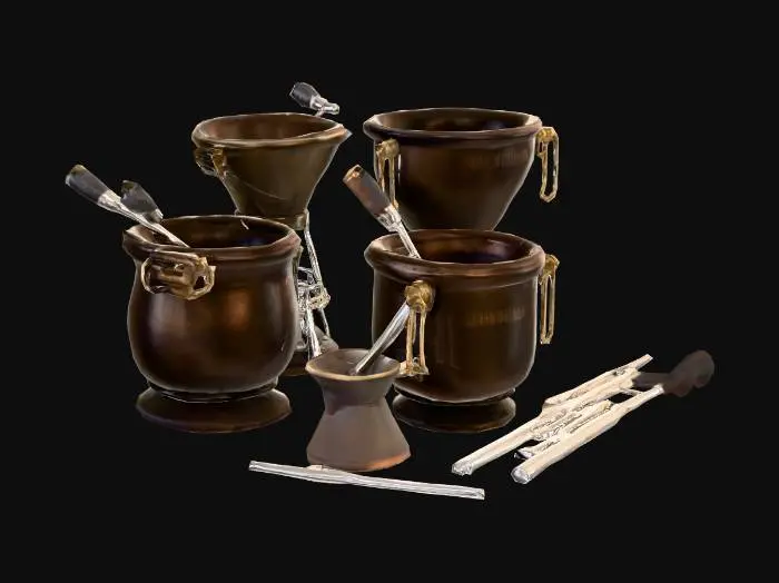 3D model for Crucibles, funnels, metal stir rods