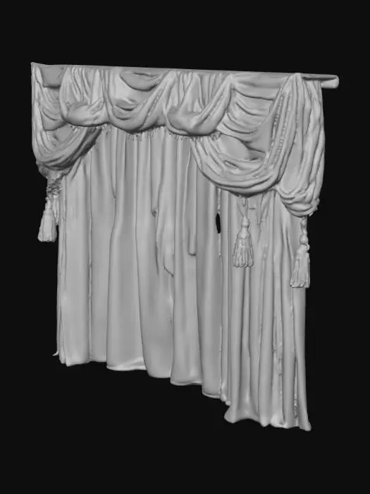 3D model for Kadife Perde
“Thick red velvet theater curtain hanging behind the stage, heavy folds, golden tassels on sides. Soft subsurface scattering effect under warm light. Fabric PBR with velvet roughness ~0.7, subtle dust particles. Do not include walls or rods beyond visible area.”