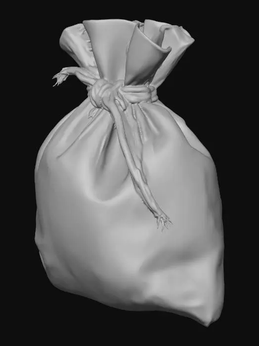 3D model for cute burlap pouch