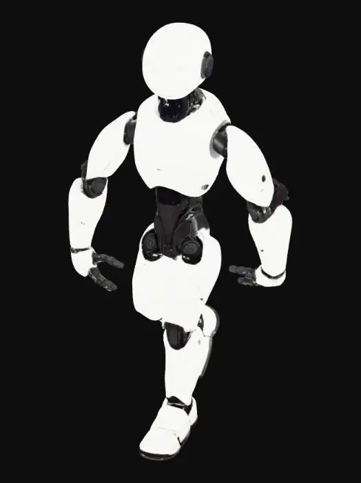3D model for make a robot with black at its joints and painted white