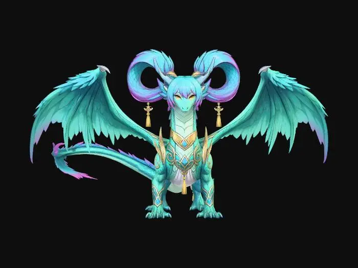 3D model for Cerulean Crowned Dragon