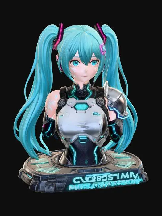 3D model for Cyberpunk Miku Warrior