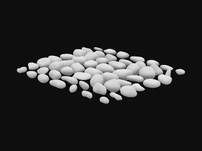 3D model for group of differently shaped small rocks and stones scattered around with no ground